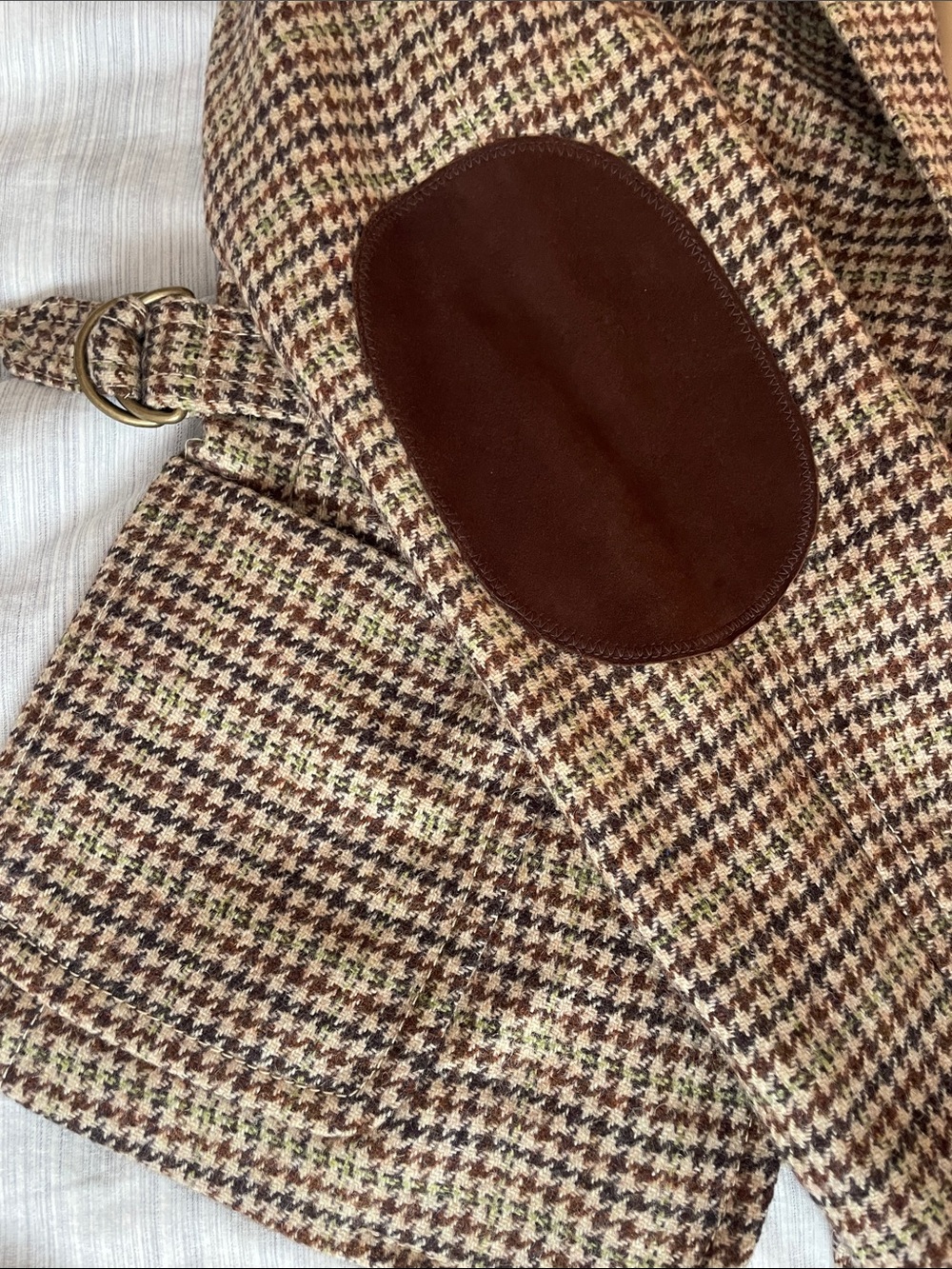 J. Crew Brown Houndstooth Tweed Blazer with Dark Brown Elbow Patches - Picture 4 of 6